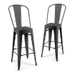 SET 2 SEDIE EDIMBURGO ALTE METALLICHE 42 X 42 X 76 CM NERO SHABBY