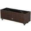 FIORIERA RIALZATA IN RATTAN SINTETICO CON 4 RUOTE BLOCCABILI 94.5X31X36CM