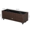 FIORIERA RIALZATA IN RATTAN SINTETICO CON 4 RUOTE BLOCCABILI 94.5X31X36CM