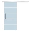 PORTA SCORREVOLE IN VETRO SATINATO CON 4 STRISCE TRASPARENTI, 102.5X205CM