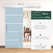 PORTA SCORREVOLE IN VETRO SATINATO CON 4 STRISCE TRASPARENTI, 102.5X205CM