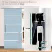 PORTA SCORREVOLE IN VETRO SATINATO CON 4 STRISCE TRASPARENTI, 102.5X205CM