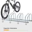 RASTRELLIERA PORTABICICLETTE PARCHEGGIO PER 4 BICICLETTE IN ACCIAIO 110X33X27 CM