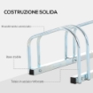 RASTRELLIERA PORTABICICLETTE PARCHEGGIO PER 4 BICICLETTE IN ACCIAIO 110X33X27 CM