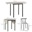 SET DA PRANZO 3 PEZZI CON 2 SEDIE E 1 TAVOLO DA PRANZO OVALE IN MDF E ACCIAIO