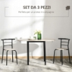 SET DA PRANZO 3 PEZZI CON 2 SEDIE E 1 TAVOLO DA PRANZO OVALE IN MDF E ACCIAIO