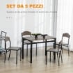 SET DA PRANZO DA 5 PEZZI CON 1 TAVOLO RETTANGOLARE 100X63X76.5 CM E 4 SEDIE