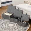 SET DI 3 CESTI IN VIMINI PP CON COPERCHIO DI DIVERSE DIMENSIONI, GRIGIO