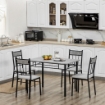 SET TAVOLO E SEDIE 5PZ, TAVOLO DA PRANZO RETTANGOLARE E 4 SEDIE GRIGIO E NERO