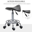 SGABELLO REGOLABILE IN ALTEZZA CON 5 RUOTE E SEDUTA ERGONOMICA IMBOTTITA