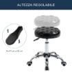 SGABELLO AD ALTEZZA REGOLABILE CON 5 RUOTE IN ACCIAIO GOMMAPIUMA E SIMILPELLE