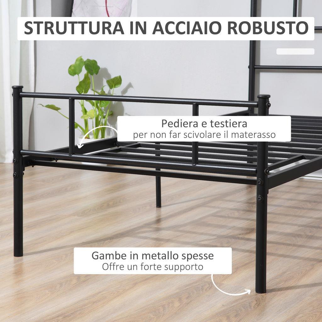 Letto singolo con Testiera e Pediera Metallo Bianco 107x203 cm CFW218563