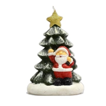 CANDELA NATALIZIA AD ALBERO CON BABBO NATALE DA 15 CM