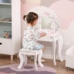 TOELETTA PER BAMBINI CON SGABELLO IN LEGNO, 3 SPECCHI E CASSETTO 63X40X85CM