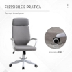 SEDIA DA UFFICIO GIREVOLE CON POGGIATESTA REGOLABILE 63X65X112-120CM GRIGIO CHIARO