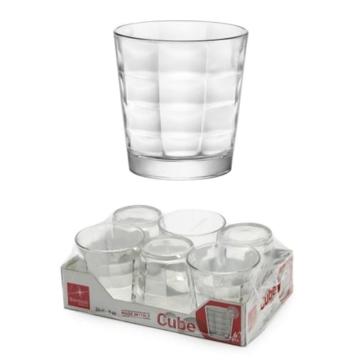 CUBE SET DA 6 BICCHIERI PER ACQUA IN VETRO TRASPARENTE DA 24 CL