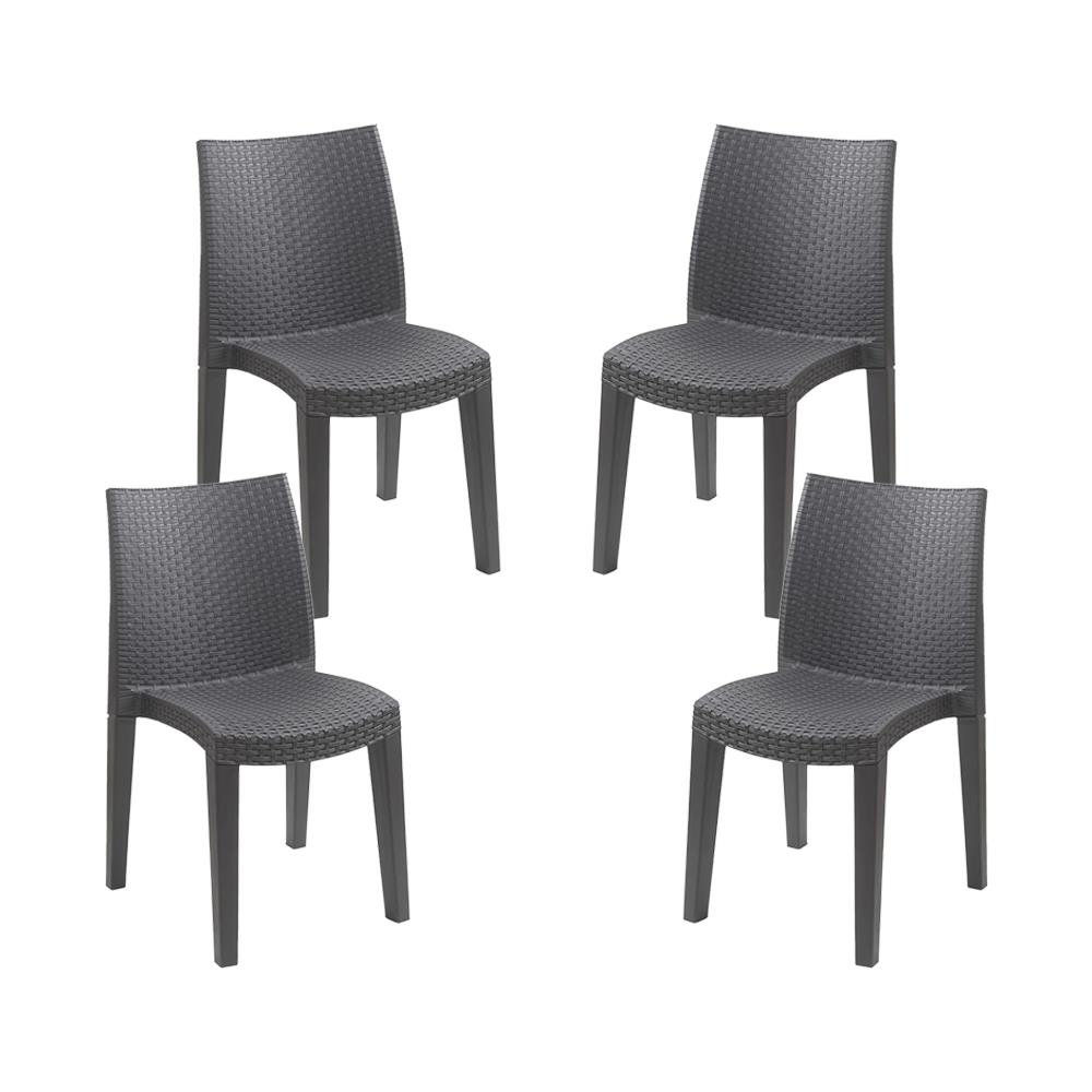 MAURY'S Poltrona Indiana Impilabile In Polyrattan Sintetico: Per Esterno/Interno, Colore Taupe, Portata 100kg