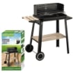 BARBECUE RETTANGOLARE CON RIPIANI IN LEGNO 83X46XH87 CM IN COLORE NERO