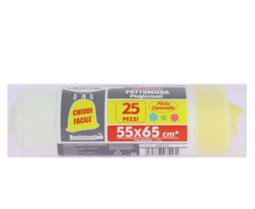 MAURY'S SACCHI PATTUMIERA 55X65 DA 25PZ CHIUSURA FACILE MELA E CANNELLA