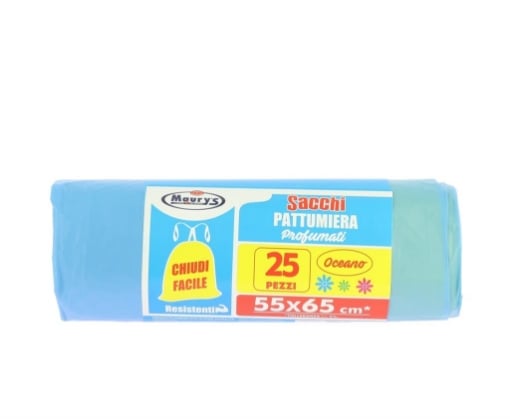 MAURY'S SACCHI PATTUMIERA 55X65 DA 25PZ CHIUSURA FACILE OCEANO