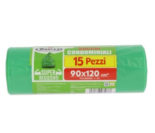 MAURY'S SACCHI PER PATTUMIERA 90X120 IN CONFEZIONE DA 15PZ VERDE