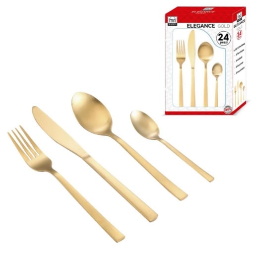 MAURY'S ELEGANCE SET DI 24 POSATE DA TAVOLA COLORE ORO OKX