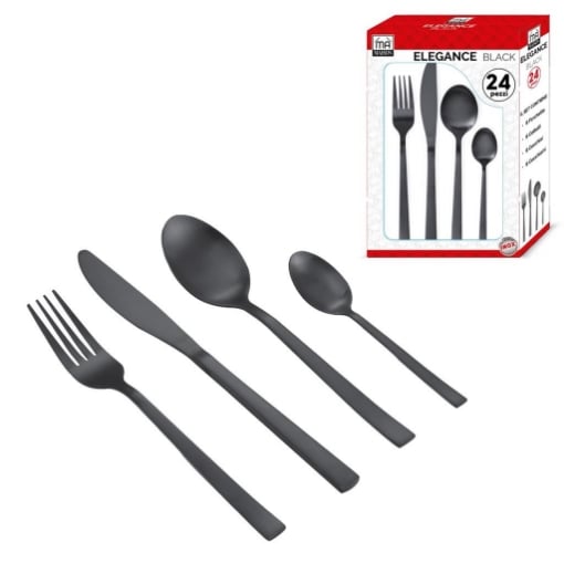 MAURY'S ELEGANCE SET DI 24 POSATE DA TAVOLA COLORE NERO OKX