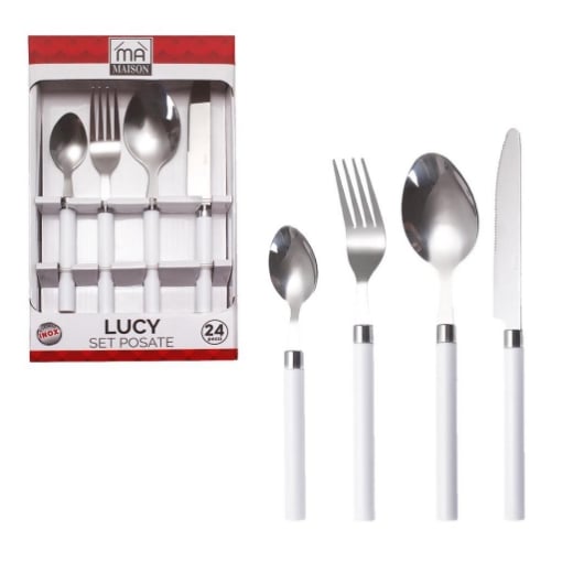 MAURY'S SET POSATE LUCY IN CONFEZIONE DA 24 PEZZI IN COLORE BIANCO OKX