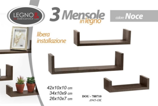 Il numero 1 del risparmio-MAURY'S SET 3 MENSOLE QUADRATE IN LEGNO