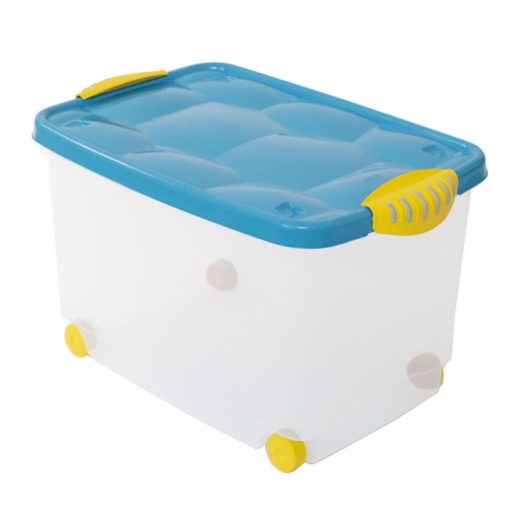 BOX CONTENITORE CON COPERCHIO E RUOTE KIDS 60X40X36 CM BLU