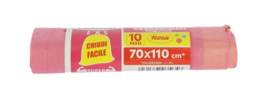 MAURY'S SACCHETTI PATTUMIERA ROSA 70X110 DA 10PZ CON CHIUDI FACILE