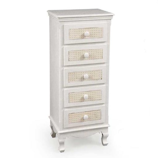 VIENNA CASSETTIERA SLIM A 5 CASSETTI 40 X 30 X H96 CM IN COLORE BIANCO E CREMA