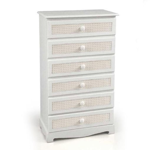 VIENNA CASSETTIERA SLIM A 6 CASSETTI 54,5 X 30 X H95 CM IN COLORE BIANCO E CREMA