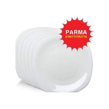 6 PIATTI PICCOLI LINEA PARMA ROCCO BORMIOLI IN OPALGLASS BIANCO QUADRATO 19 CM