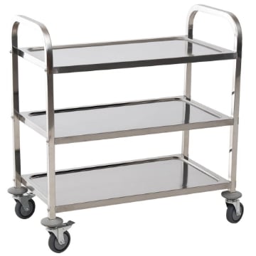 CARELLO CUCINA CARRELLO PORTAVIVANDE CON RUOTE SCAFFALE CUCINA 3 RIPIANI IN ACCIAIO INOX 85X45X90CM