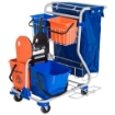 CARRELLO PULIZIE PROFESSIONALE CON 4 SECCHI 18L/6L  BLU E ARANCIONE