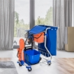 CARRELLO PULIZIE PROFESSIONALE CON 4 SECCHI 18L/6L  BLU E ARANCIONE