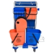 CARRELLO PULIZIE PROFESSIONALE CON 4 SECCHI 18L/6L  BLU E ARANCIONE