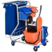 CARRELLO PULIZIE PROFESSIONALE CON 4 SECCHI 18L/6L  BLU E ARANCIONE