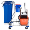 CARRELLO PULIZIE PROFESSIONALE CON 4 SECCHI 18L/6L  BLU E ARANCIONE