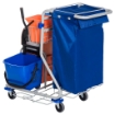 CARRELLO PULIZIE PROFESSIONALE CON 4 SECCHI 18L/6L  BLU E ARANCIONE