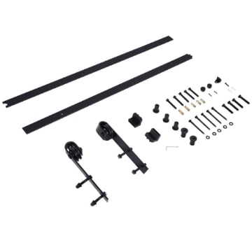 KIT MONTAGGIO PER PORTE SCORREVOLI CON BINARIO E ACCESSORI IN  ACCIAIO AL CARBONIO, 200X4X0.6CM