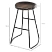 SET 2 SGABELLI ALTI DA BAR STILE INDUSTRIALE IN ACCIAIO NERO E LEGNO