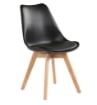 MAURY'S SEDIA NORDICA NERA STILE SCANDINAVO GAMBE IN LEGNO CON CUSCINO