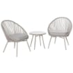 SET POLTRONCINE DA GIARDINO INTRECCIATE IN PE RATTAN CON TAVOLINO BIANCO CREMA