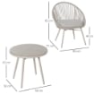 SET POLTRONCINE DA GIARDINO INTRECCIATE IN PE RATTAN CON TAVOLINO BIANCO CREMA