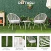 SET POLTRONCINE DA GIARDINO INTRECCIATE IN PE RATTAN CON TAVOLINO BIANCO CREMA