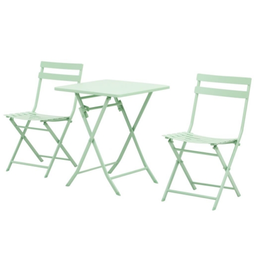 SET TAVOLO E SEDIE DA GIARDINO ED ESTERNO IN METALLO VERDE, SET DA 3 PEZZI PIEGHEVOLE E SALVASPAZIO
