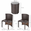 SET TAVOLINO E 2 SEDIE DA ESTERNO IN PE RATTAN MARRONE E BEIGE