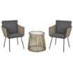 SET 2 POLTRONCINE CON TAVOLINO DA ESTERNO IN PE RATTAN CACHI E GRIGIO
